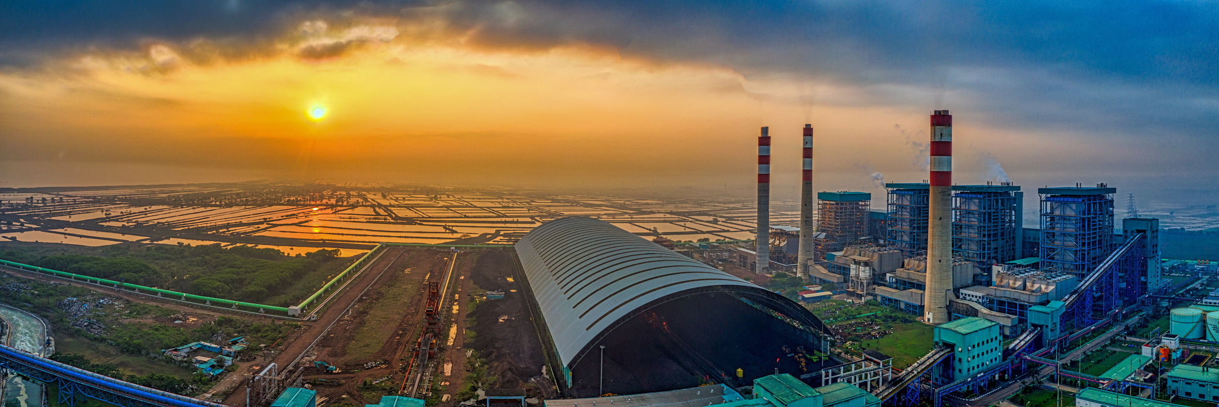 Electrical Power Plant at Sunrise